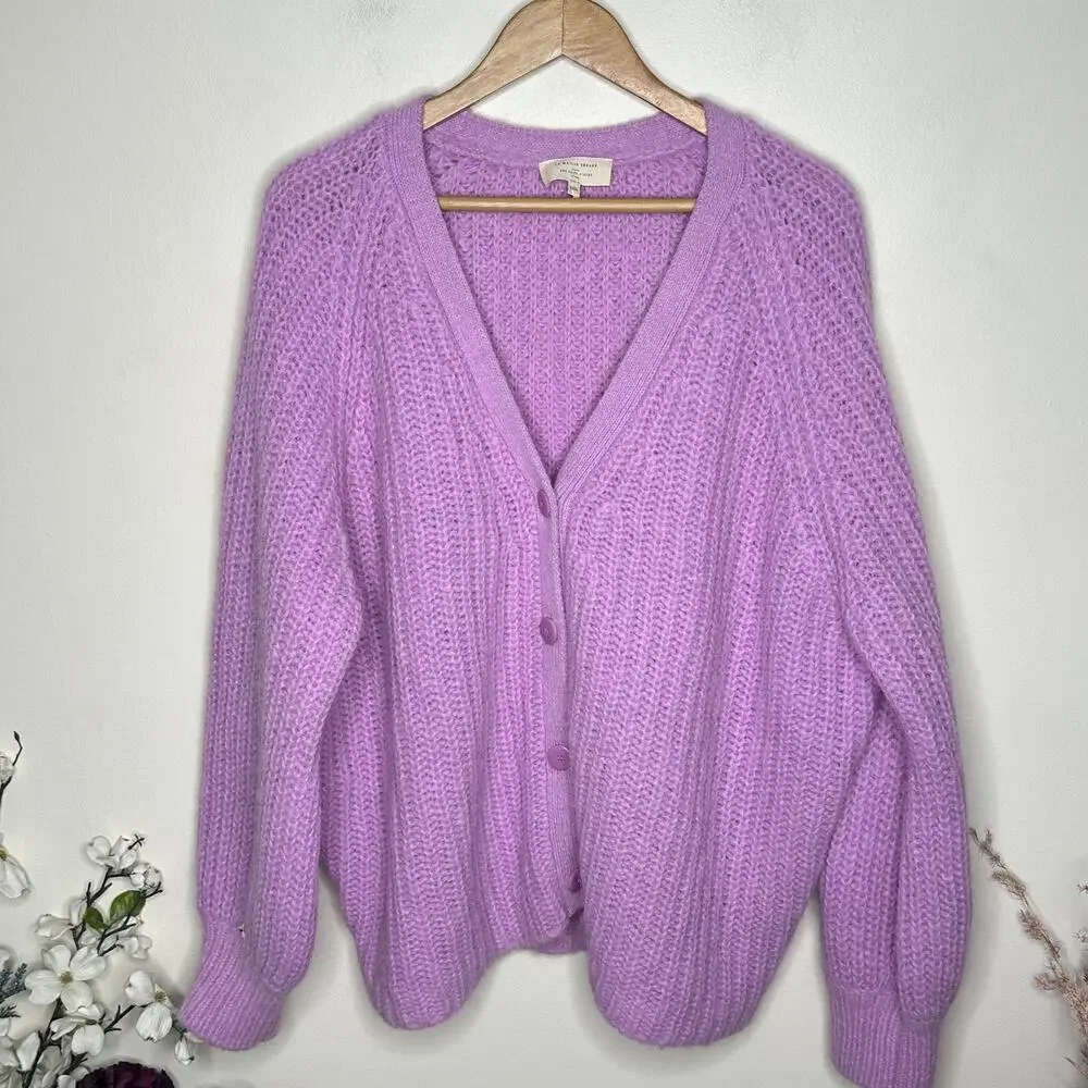 SEZANE Basile Cardigan Sweater Mauve Purple Sz XXXL $198 {245} - Picture 4 of 7
